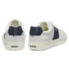 Leather-trim trainers in faux leather