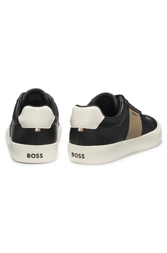 Leather-trim trainers in faux leather Leather-trim trainers in faux leather