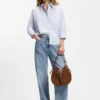 Light-blue wide-leg jeans in rigid denim Light-blue wide-leg jeans in rigid denim