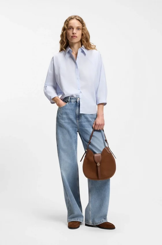 Light-blue wide-leg jeans in rigid denim Light-blue wide-leg jeans in rigid denim