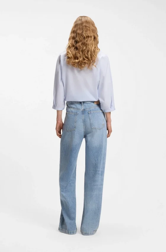 Light-blue wide-leg jeans in rigid denim Light-blue wide-leg jeans in rigid denim