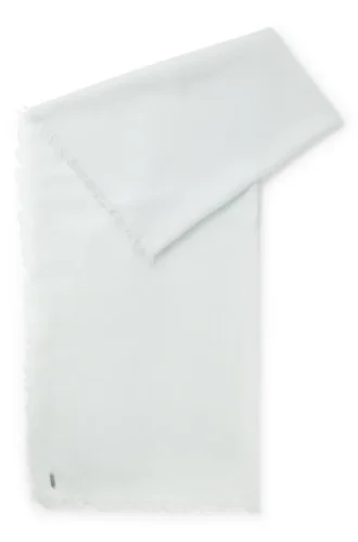 Lightweight wool scarf with fringed trims