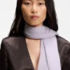 Lightweight wool scarf with fringed trims