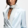 Lightweight wool scarf with fringed trims