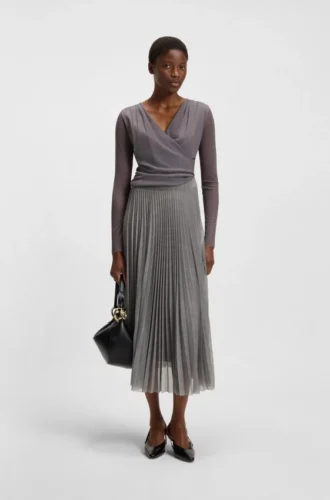 Lined skirt in plissé tulle