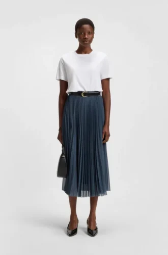 Lined skirt in plissé tulle