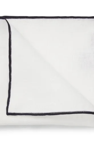 Linen pocket square with contrast border