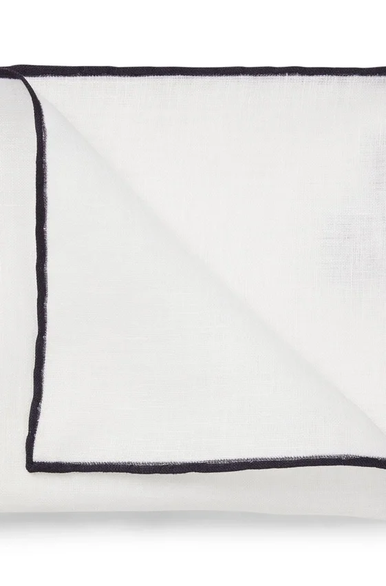 Linen pocket square with contrast border Linen pocket square with contrast border
