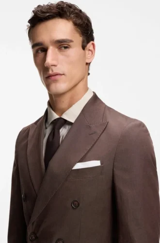 Linen pocket square with contrast border