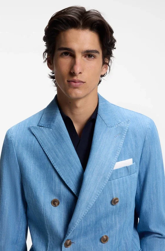 Linen pocket square with contrast border Linen pocket square with contrast border