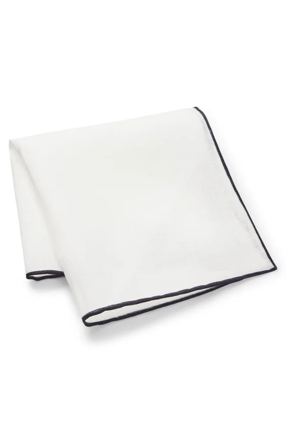Linen pocket square with contrast border Linen pocket square with contrast border