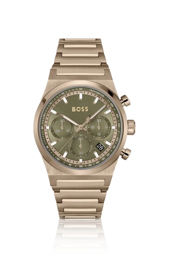 Link-bracelet chronograph watch in gold-tone steel Link-bracelet chronograph watch in gold-tone steel