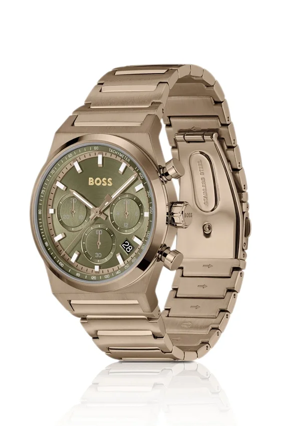 Link-bracelet chronograph watch in gold-tone steel Link-bracelet chronograph watch in gold-tone steel