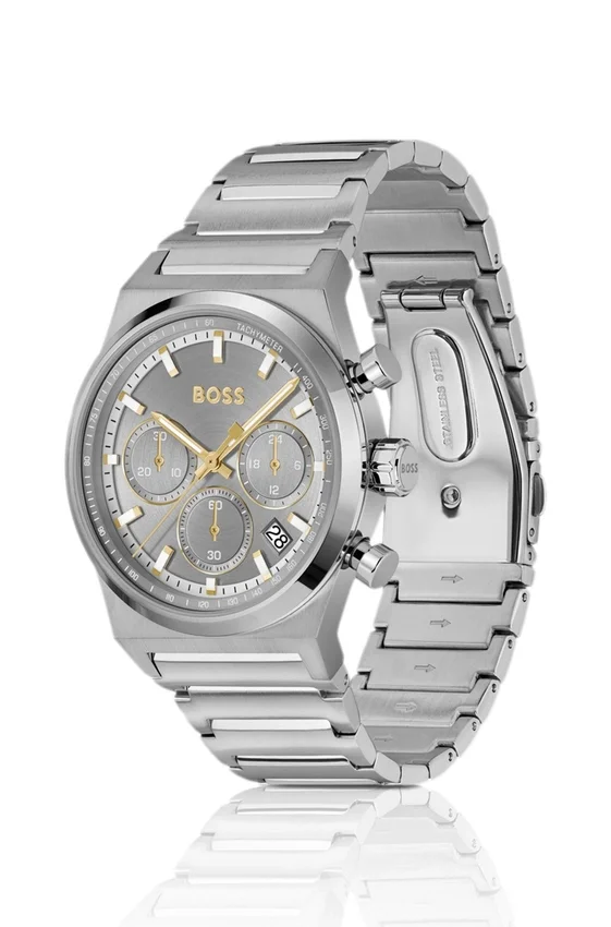Link-bracelet chronograph watch in silver-tone steel Link-bracelet chronograph watch in silver-tone steel