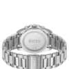 Link-bracelet chronograph watch with green grooved dial