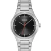 Lit black-dial watch with link bracelet