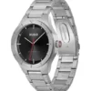 Lit black-dial watch with link bracelet