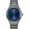 Lit gray-plated watch with blue dial
