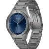 Lit gray-plated watch with blue dial