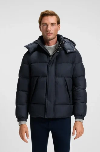 Logo-badge jacket with water-repellent finish