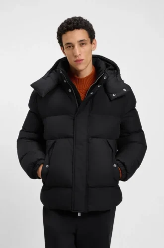 Logo-badge jacket with water-repellent finish