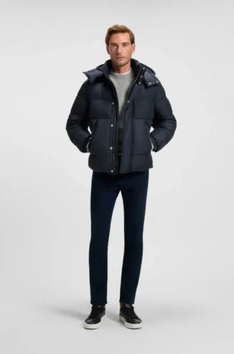 Logo-badge jacket with water-repellent finish
