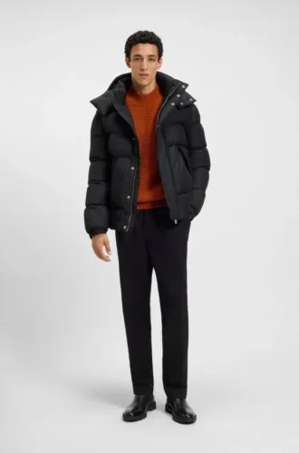Logo-badge jacket with water-repellent finish