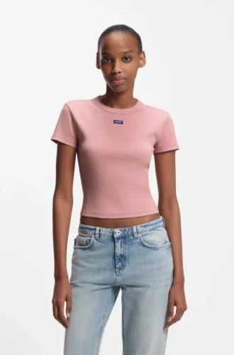 Logo-badge slim-fit T-shirt in stretch cotton