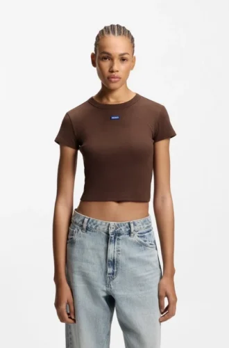 Logo-badge slim-fit T-shirt in stretch cotton