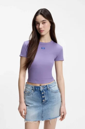 Logo-badge slim-fit T-shirt in stretch cotton
