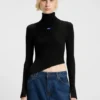 Logo-badge sweater with asymmetric him