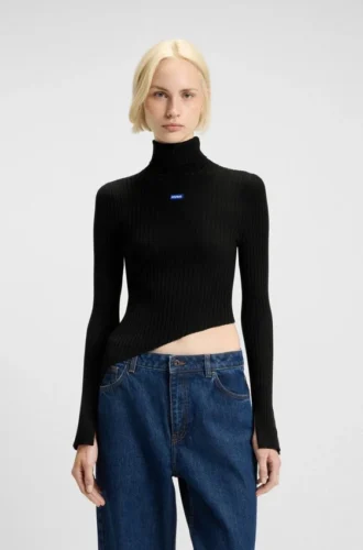 Logo-badge sweater with asymmetric him