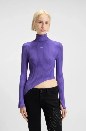Logo-badge sweater with asymmetric him