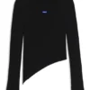 Logo-badge sweater with asymmetric him