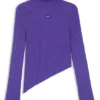 Logo-badge sweater with asymmetric him