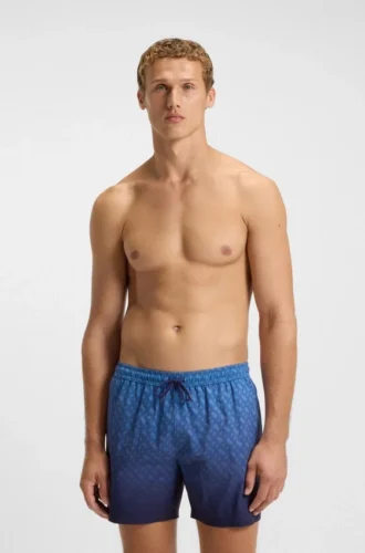 Logo-badge swim shorts with degradé monogram print