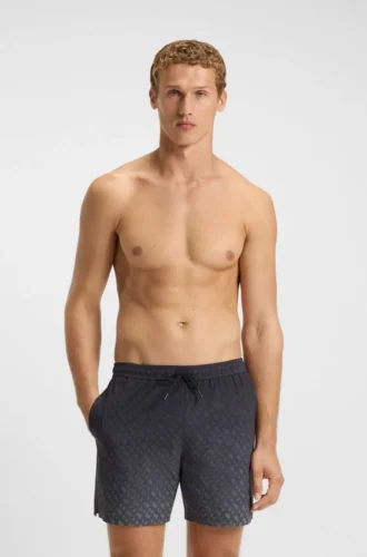Logo-badge swim shorts with degradé monogram print
