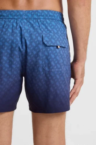 Logo-badge swim shorts with degradé monogram print