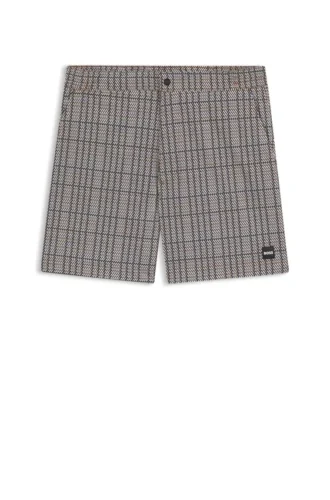 Logo-badge swim shorts with micro print