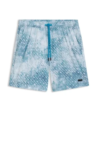 Logo-badge swim shorts with monogram artwork