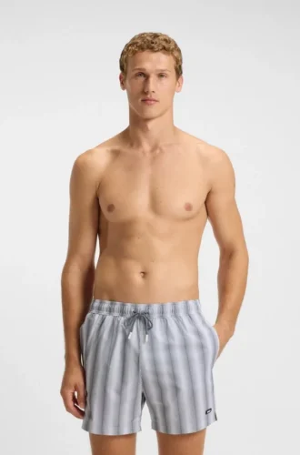 Logo-badge swim shorts with stripe