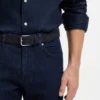 Logo-buckle belt in woven suede Logo-buckle belt in woven suede