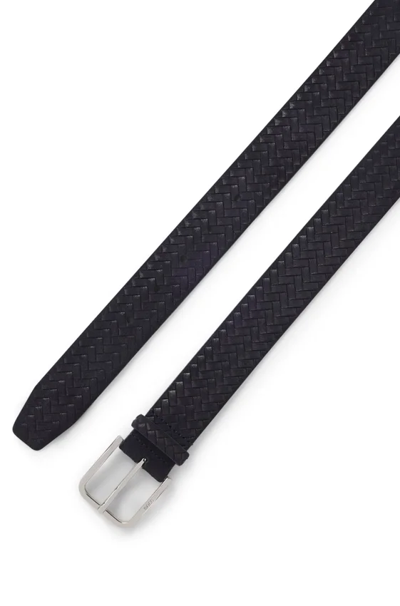 Logo-buckle belt in woven suede Logo-buckle belt in woven suede