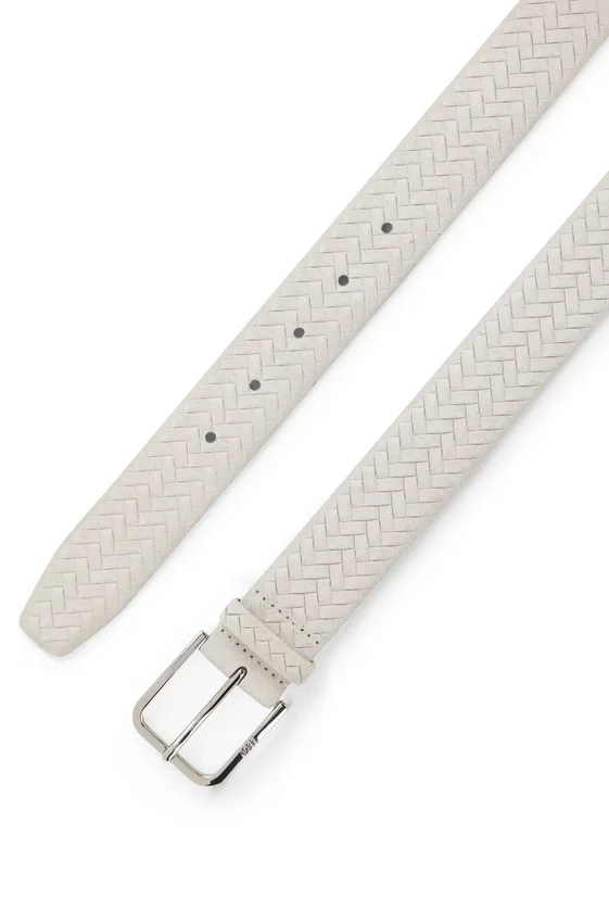 Logo-buckle belt in woven suede Logo-buckle belt in woven suede