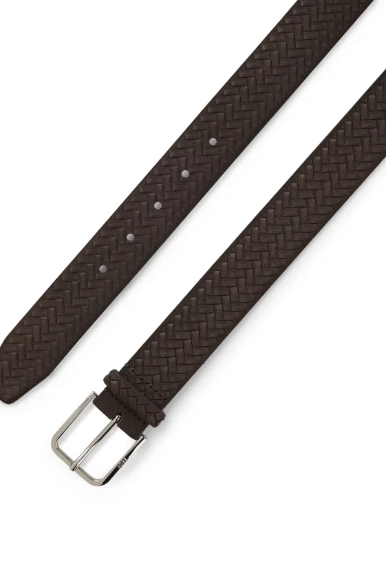 Logo-buckle belt in woven suede Logo-buckle belt in woven suede