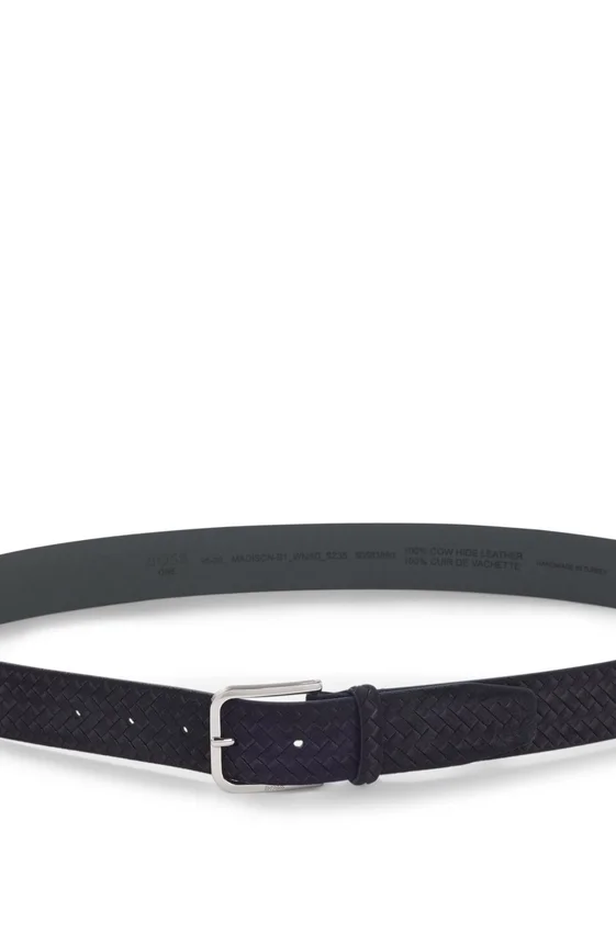 Logo-buckle belt in woven suede Logo-buckle belt in woven suede