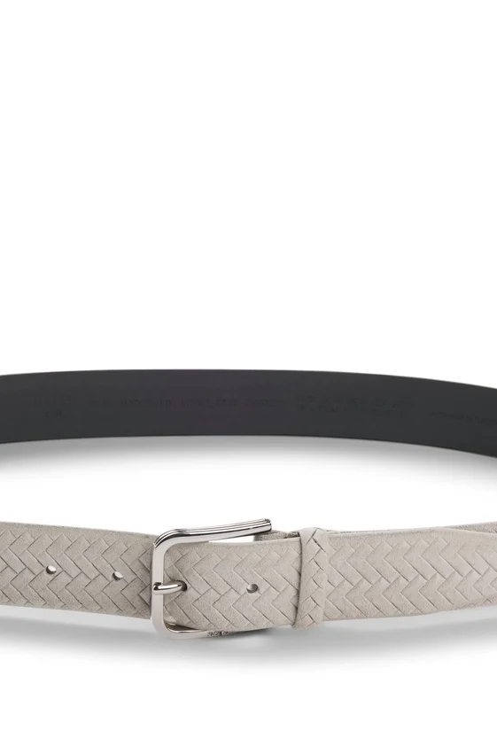Logo-buckle belt in woven suede Logo-buckle belt in woven suede