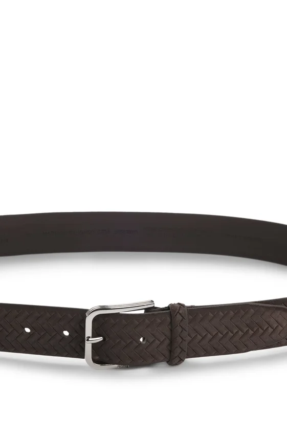 Logo-buckle belt in woven suede Logo-buckle belt in woven suede