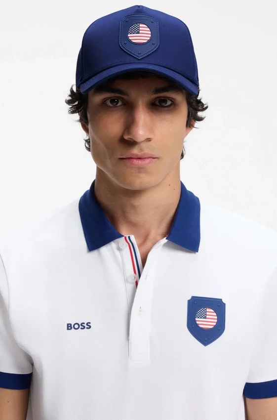 Logo cap in lustrous twill with country-flag badge Logo cap in lustrous twill with country-flag badge