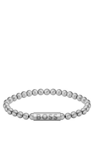 Logo-closure bracelet in a silver tone